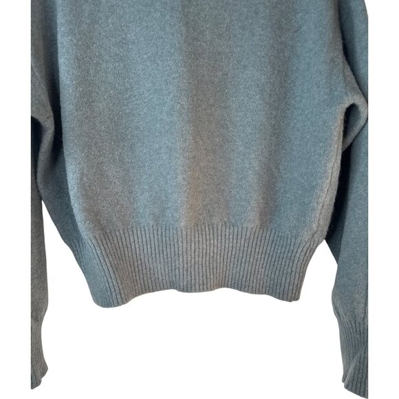 ZARA Womens Ribbed Turtleneck Sweater M Gray Aqua Wool Blend Pullover - Picture 8 of 12
